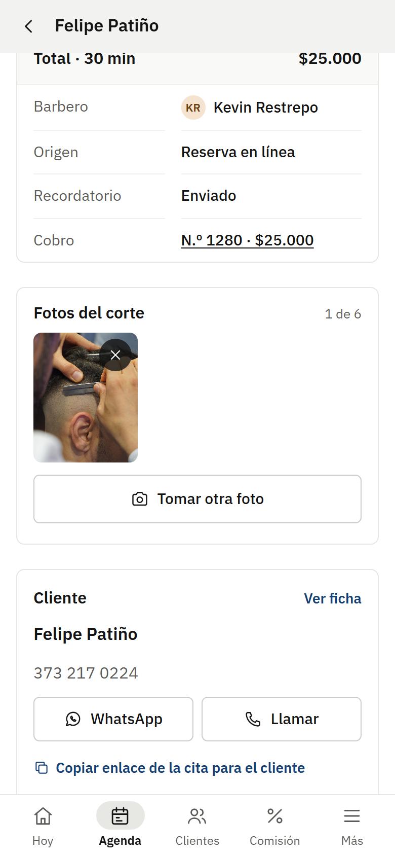 Pantalla del barbero: la foto del corte