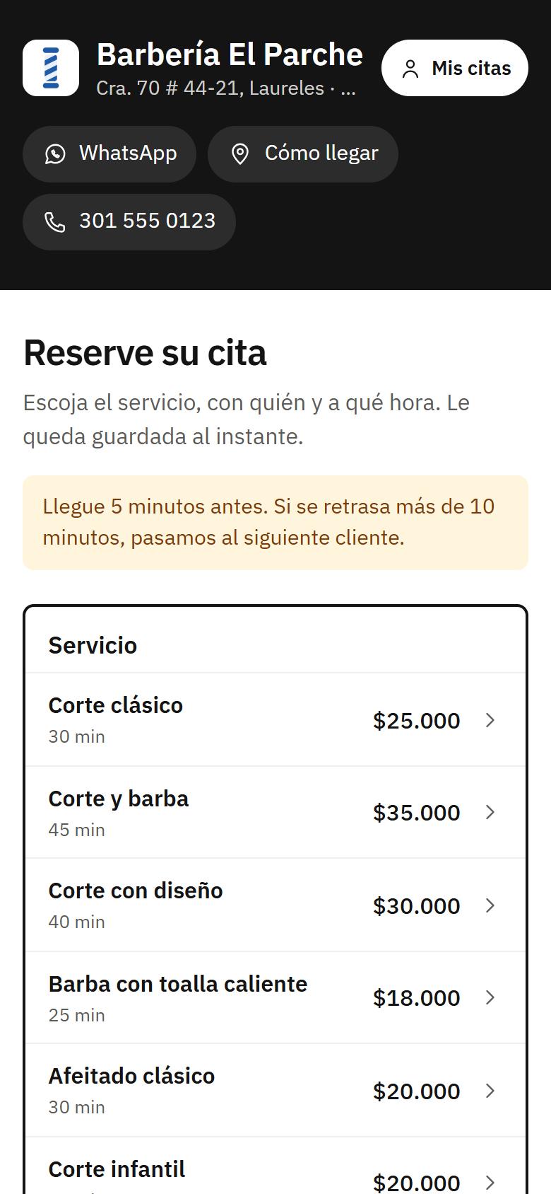Pantalla del cliente: abre el enlace